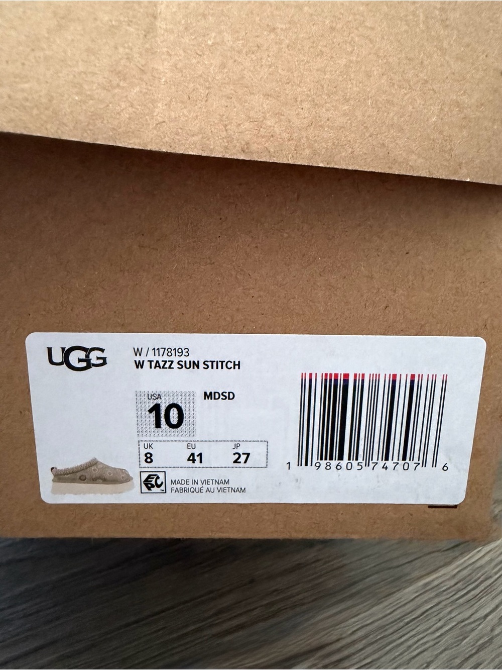 UGG Tazz Sun Stitch Mustard Seed Slippers size 10 - Picture 10 of 11